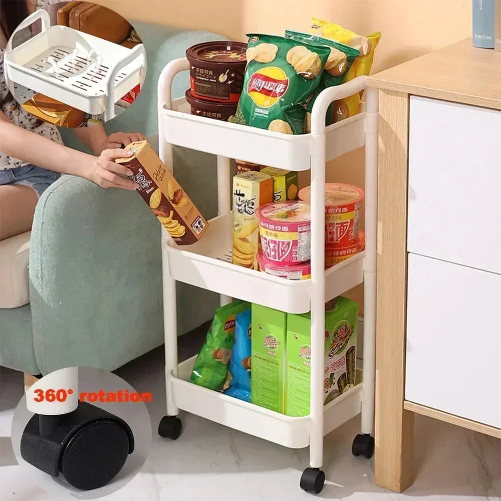 Mobile Storage Rack Trolley Organizer Household Kitchen Multifunctional Cart